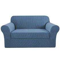 H.VERSAILTEX 2 Peça Loveseat Slipcovers 2 Almofadas Loveseat Capa móveis capa/protetor com fundo elástico, Jacquard High Stretch Máquina elegante lavável - Loveseat - Azul Empoeirado