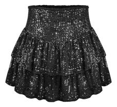 H2304-Saia Feminina Festa Réveillon Brilho Babado Camada 01o17 H2304-Saia Feminina Festa Réveillon Brilho Babado Camada 01o17