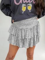 H2304-Saia Feminina Festa Solta Brilho Babado Paetê Luxo 01o11