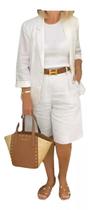 H2905 Conjunto Solto Largo Comfy Bermuda Chique Blazer Liso Jl421