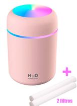H2O Lúmen Difusor Óleo Essencial Umidificador USB 300ml Led Portátil Colorido Novidade