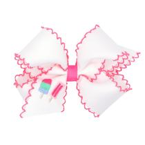 Hair Bow Wee Ones Grosgrain com Moonstitch Edge Girl Medium