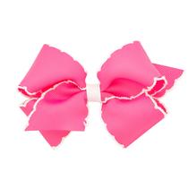 Hair Bow Wee Ones Grosgrain Moonstitch rosa choque com branco