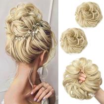 Hair Bun Hair Pieces SARLA Wavy Curly Synthetic Ash Blonde Hair Bun Hair Pieces SARLA Wavy Curly Synthetic Ash Blonde