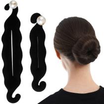 Hair Bun Maker CTEAKOP Pearl Black Sponge, 2 peças para mulheres Hair Bun Maker CTEAKOP Pearl Black Sponge, 2 peças para mulheres
