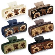 Hair Claw Clips CityVolyeen Highland Cattle Leather, conjunto de 6