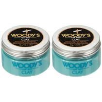 Hair Clay Woody's Matte Finish 100 ml para homens, pacote com 2