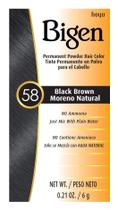 Hair Color Bigen Permanent Powder, preto, marrom, pacote com 12