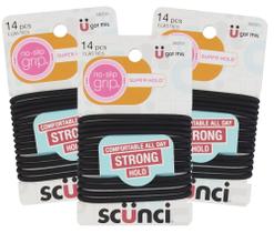 Hair Elastics Scunci Black Gel No-Slip Grip, 14 unidades, pacote com 3 Hair Elastics Scunci Black Gel No-Slip Grip, 14 unidades, pacote com 3