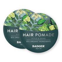 Hair Pomade Badger Organic Medium Hold 60 ml, pacote com 2 unidades para homens