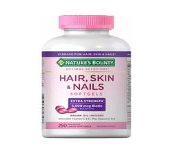 Hair Skin & Nails 250 Cps Nature's Bounty Cabelo Pele Unhas Sabor Sem Sabor