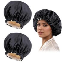 Hair Sleep Bonnet Edoneery Satin Silk para cabelos cacheados, preto Hair Sleep Bonnet Edoneery Satin Silk para cabelos cacheados, preto