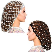 Hair Snood MTLEE Pearl Mesh Rayon Knit, crochê, 2 peças