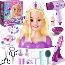 Hair Styling Doll Head TUZT com kit de maquiagem para meninas de 3 anos ou mais