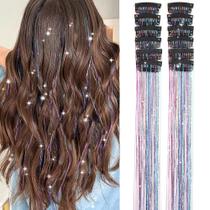 Hair Tinsel Umylar com 12 Clipes - 50cm de Glitter Colorido