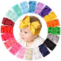 Hairband doboi, 20 peças, conjunto de laço de fita de nylon para bebês e meninas