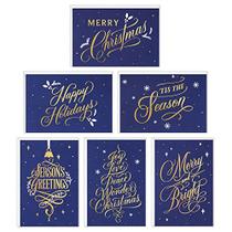 Hallmark Boxed Christmas Cards Sortimento, Férias Azuis e Douradas (6 Designs, 72 Cartões com Envelopes)