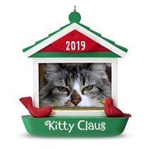 Hallmark Keepsake Enfeite de Natal 2019 Ano datado Kitty Claus Gato em Bird Feeder Photo Frame