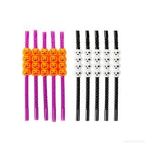 Halloween canudo abobora/caveira flexivel 5un h064 silver