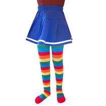 Halloween Cosplay Children Stripe Meia-calça meia-calças Baby Boys Meninas Tights Kids Máscara Fantasias de Festa - Listras arco-íris