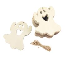Halloween Ghost Crafts de madeira Xonzmmk de 10 cm - pacote com 30
