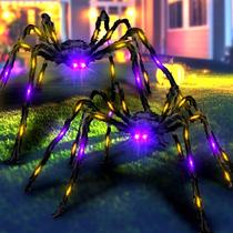 Halloween Giant Spider BEABOO Light up com 36 luzes, pacote com 2