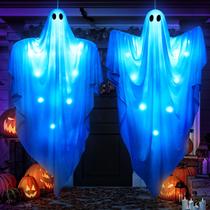 Halloween Hanging Ghosts LACCHOUFEE 61,5 polegadas com LED azul, 2 unidades