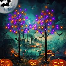 Halloween Lighted Up Birch Tree Dazzle Bright, 4 pés, pacote com 2 Halloween Lighted Up Birch Tree Dazzle Bright, 4 pés, pacote com 2
