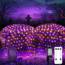 Halloween Net Lights suddus 360 LED 12 pés x 5 pés roxo e laranja Halloween Net Lights suddus 360 LED 12 pés x 5 pés roxo e laranja