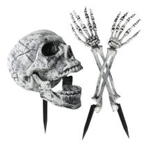 Halloween Skeleton Stakes QQV Skull 19x47 cm, decoração ao ar livre