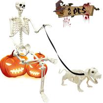 Halloween Skeleton WODMAZ de 5,4 pés de corpo inteiro com cachorro em tamanho real