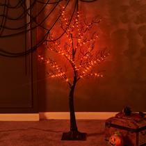 Halloween Tree Fudios iluminado em preto com LED 150 laranja de 4 pés