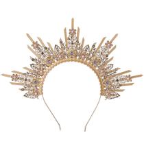 Halo Crown COSUCOS Gold Sunburst cravado com pérola roxa