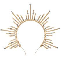 Halo Crown COSUCOS Sun Goddess Sunburst dourado cravado com pérolas