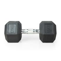 Halter 15kg Emborrachado Sextavado Cromado Dumpbell Academia Halter 15kg Emborrachado Sextavado Cromado Dumpbell Academia