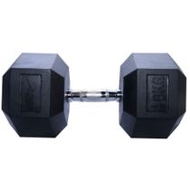 Halter dumbell emborrachado sextavado cromado de 40kg rae