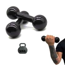 Halter Emborrachado 4kg Par Academia Musculação Fitness