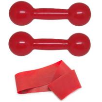 Halter Par Peso Emborrachado 2Kgs Rosa+Mini Band Nível Forte
