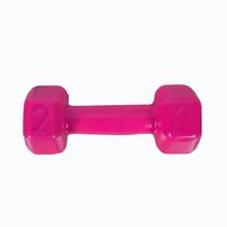 Halter Sextavado Emborrachado de Peso Academia Funcional 2Kg Rosa