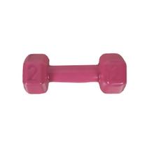 Halter Sextavado Emborrachado de Peso Academia Funcional 2Kg Rosa - 1 Fit