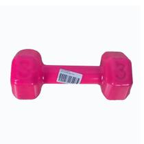 Halter Sextavado Emborrachado de Peso Academia Funcional 3Kg Rosa