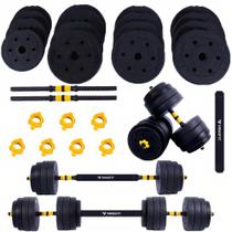Halteres Anilha Barra Kit Musculação Peso Academia 30kg Yangfit