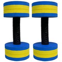 Halteres Redondo em EVA Fisioterapia e Hidro DF4017-AZ Peso 3-4Kg Azul/Amarelo Dafoca Sports