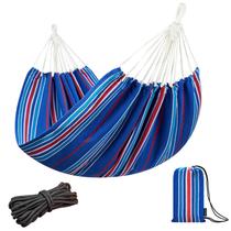 Hamaca Doble Brasileña JoyView 220x150 cm 204 kg Rayas Azules