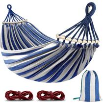 Hamaca MOSFiATA Portátil para Camping Mejorada 250kg Azul y Blanca Hamaca MOSFiATA Portátil para Camping Mejorada 250kg Azul y Blanca