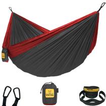 Hamaca para Camping para 2 Personas Hammock Wise Owl Outfitters DO Carbón y Rojo