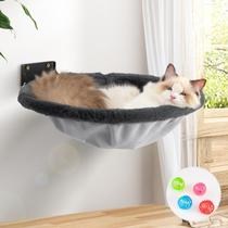 Hamaca para Gatos JUNSPOW Montada en la Pared, Plegable y Estable, Gris