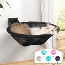 Hamaca para Gatos JUNSPOW Montada en Pared, Plegable y Estable Negra