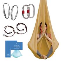 Hamaca y Columpio de Seda Aérea para Yoga en Casa, Ejercicios de Inversión, Kit para Principiantes para Todos los Niveles - Duradera con Correas de Extensión, Mosquetones y Guía de Posturas