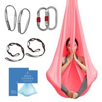 Hamaca y Columpio de Tela Aérea para Yoga en Casa, Ejercicios de Inversión, Kit Inicial para Todos los Niveles - Duradera con Correas de Extensión, Mosquetones y Guía de Posturas